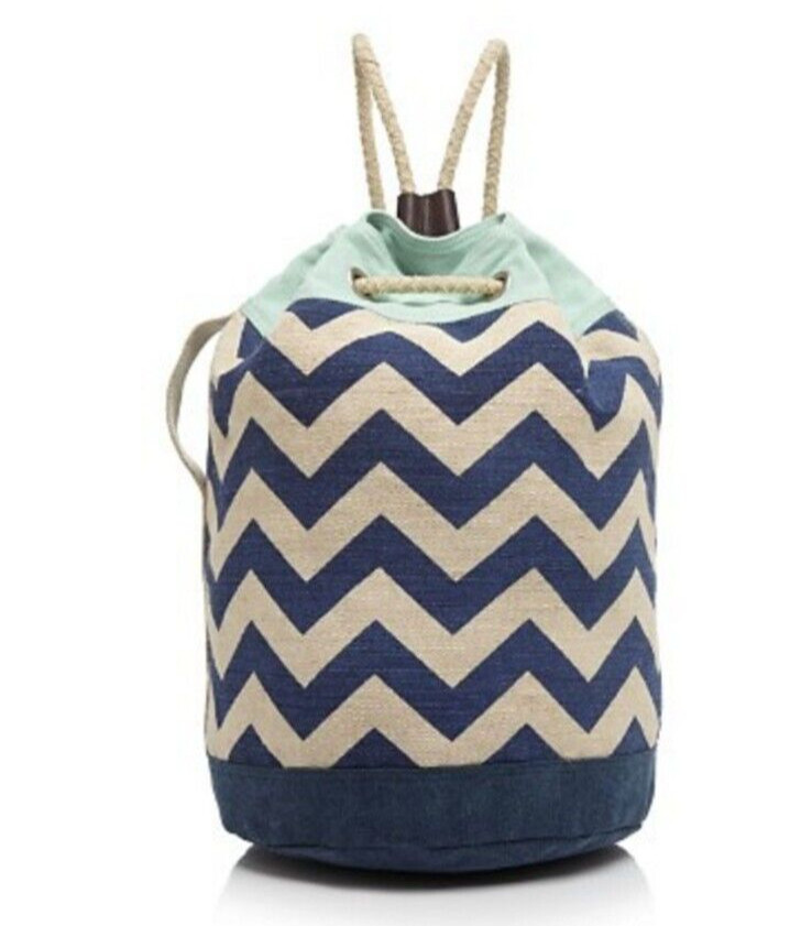 Toms Backpack Drawstring Bucket Beachy Canvas Lea… - image 1