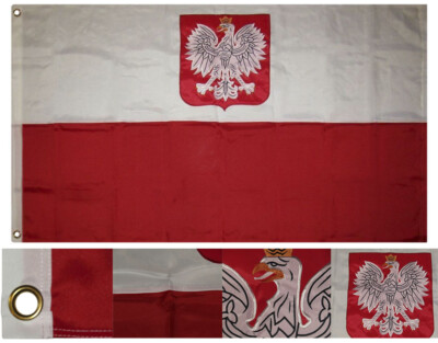3x5 Embroidered Sewn Poland Eagle Polska Polish Synthetic Cotton Flag 3'x5' 600D