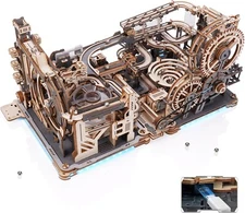 ROKR 3D Puzzle Wood Spaceport Marble Night City with Linkage Model Gift Adults