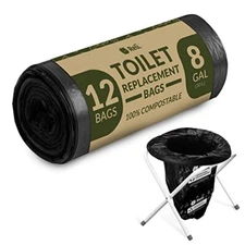 Portable Camping Toilet Bags, 8 Gallon Biodegradable Toilet Waste Bag