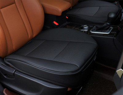 Sunny color 2pc Edge Wrapping Comfortable Car Front Seat Covers, Seat Protectors, Anti-Slip Bottom Seat Cushion Covers for Auto with PU Leather(Black