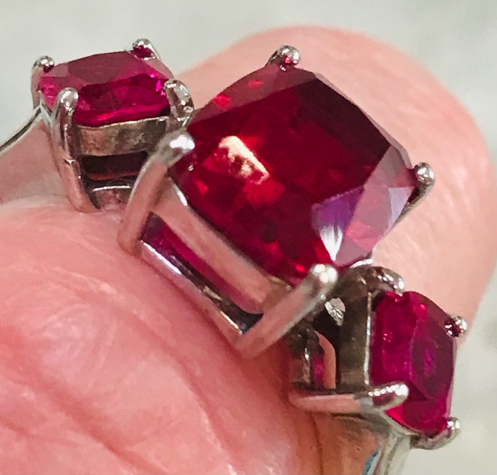 Ruby Ring 925 BBJ Sterling Silver 3 Red Statement… - image 3