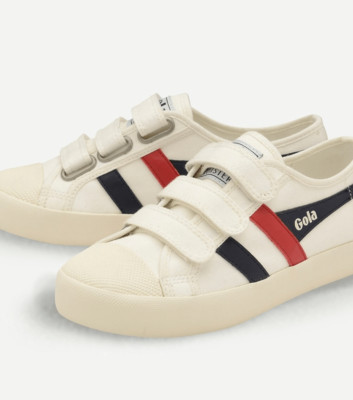 Gola Women's Vegan Classic Coaster Strap Canvas Sneakers Off White Navy Size 10