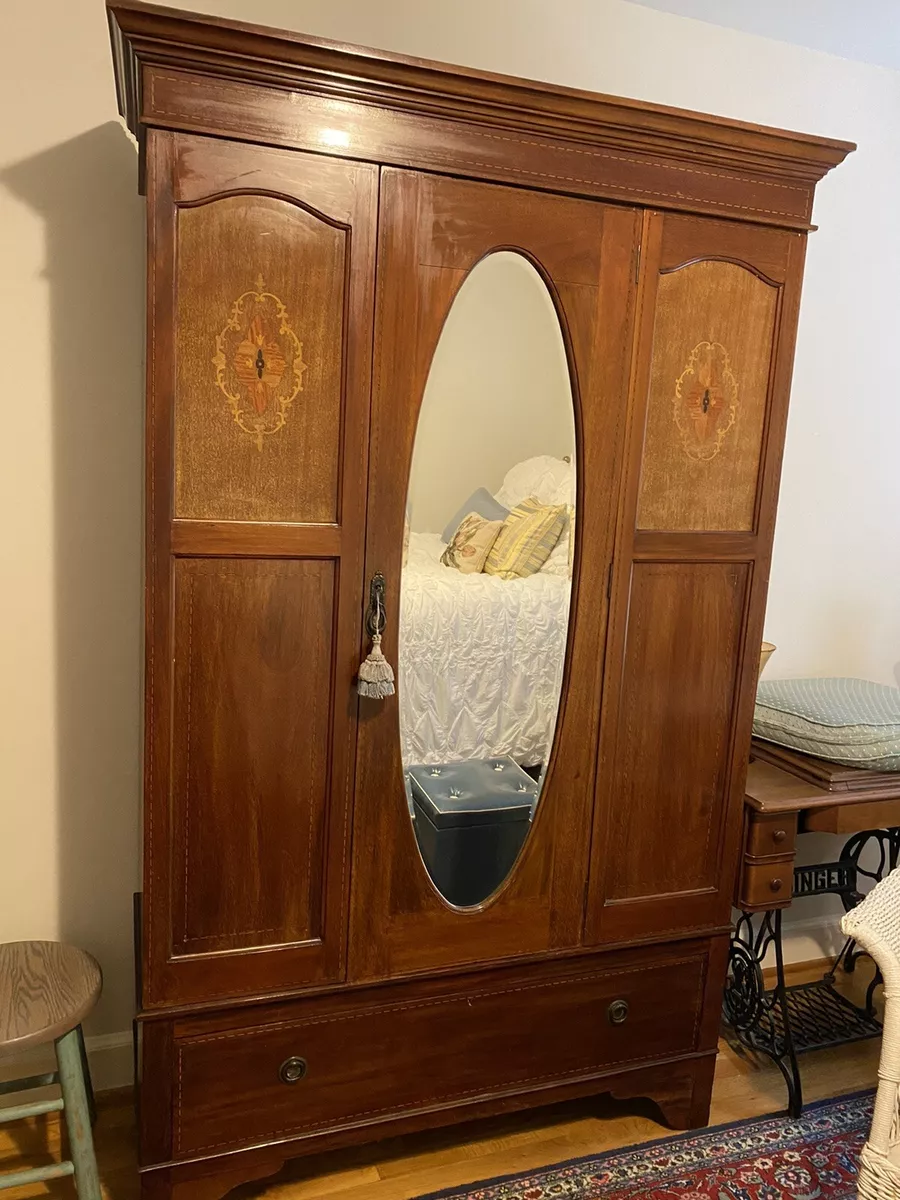Antique wardrobe on sale armoire with mirror