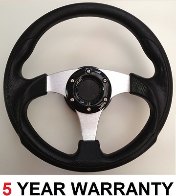 12'' INCH SMALLER SPORTS RACE STEERING WHEEL FITS ALL BOSS KIT HUBS 300MM SILVER