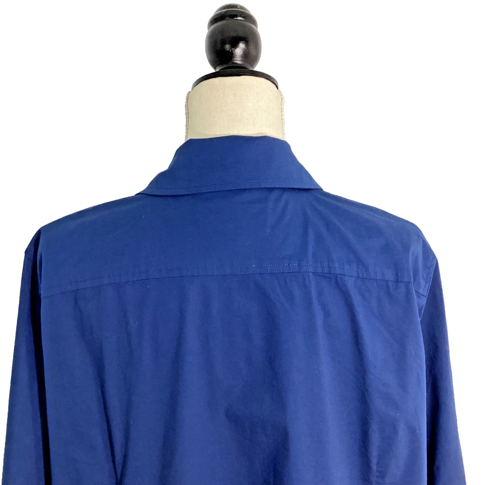 CAMISA TÚNICA PLUMERO DENNIS BASSO PLUS 2X AZUL MARINO ABOTONADA MEZCLA ALGODÓN Foto 3 de 4