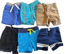 Casual Shorts Colorful Cotton Elastic Waist Boys Infant Sz 18 Mo Lot of 6