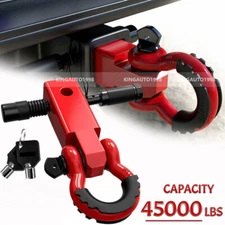 2" Tow Shackle Hitch Receiver Heavy Duty 3/4" D-Ring Recovery For Truck Jeep SUV