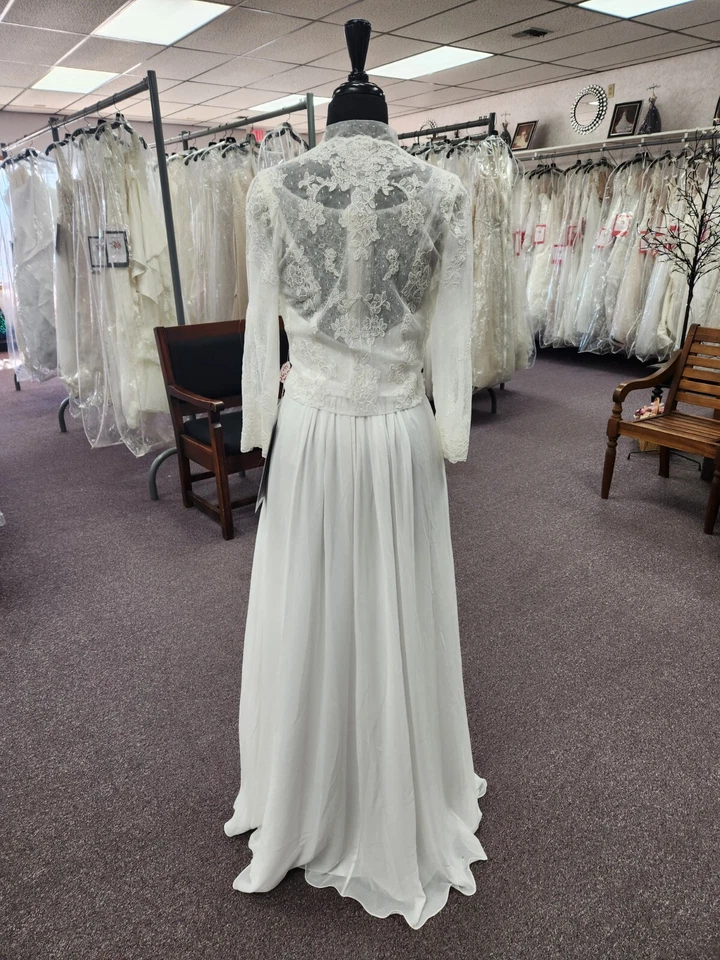 Mary's Bridal 2594 象牙色 8 码 蕾丝/雪纺 新娘礼服/婚纱礼服 — 第 3/4 张图片