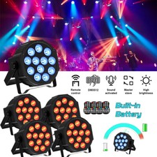 12X10W RGBW 4 in 1 LED PAR Can Light DMX Stage Light DJ Disco Bar Light Battery