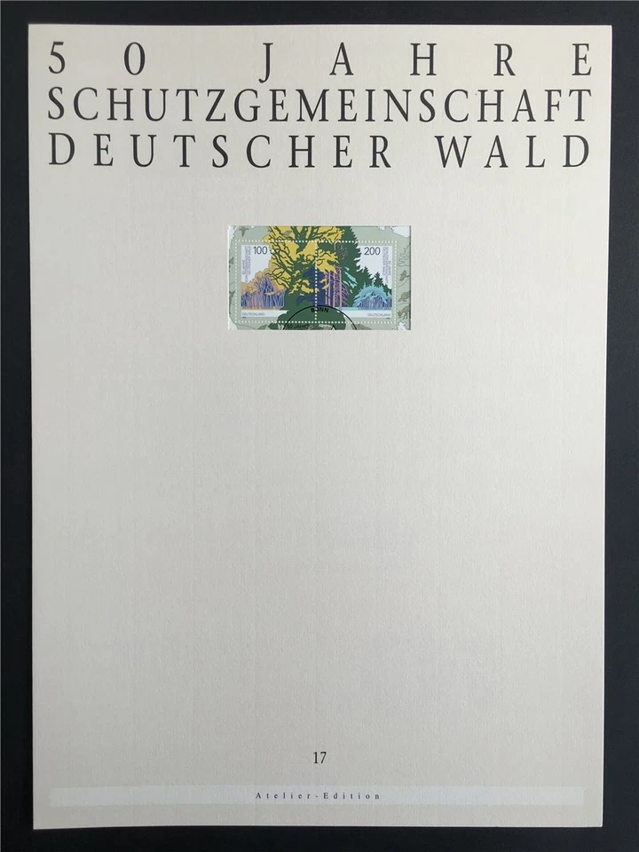 GERMAN POST ART-EDITION 1997/17 BLOCK 38 DEUTSCHER WALD WOOD TREES - Image 2 of 4