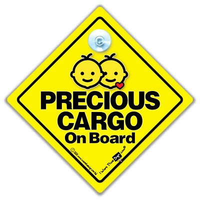IWANTTHATSIGN.COM Precious Cargo On Board Car Sign Red Heart, Baby On Board Suction Cup Car Sign