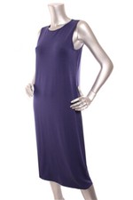 NEW Eileen Fisher Women Jersey Jewel Neck Sleeveless Long Length Dress Purple