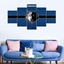 NBA Basketball Team Minnesota Timberwolves Logo 5 Piece Panel Canvas Wall Art