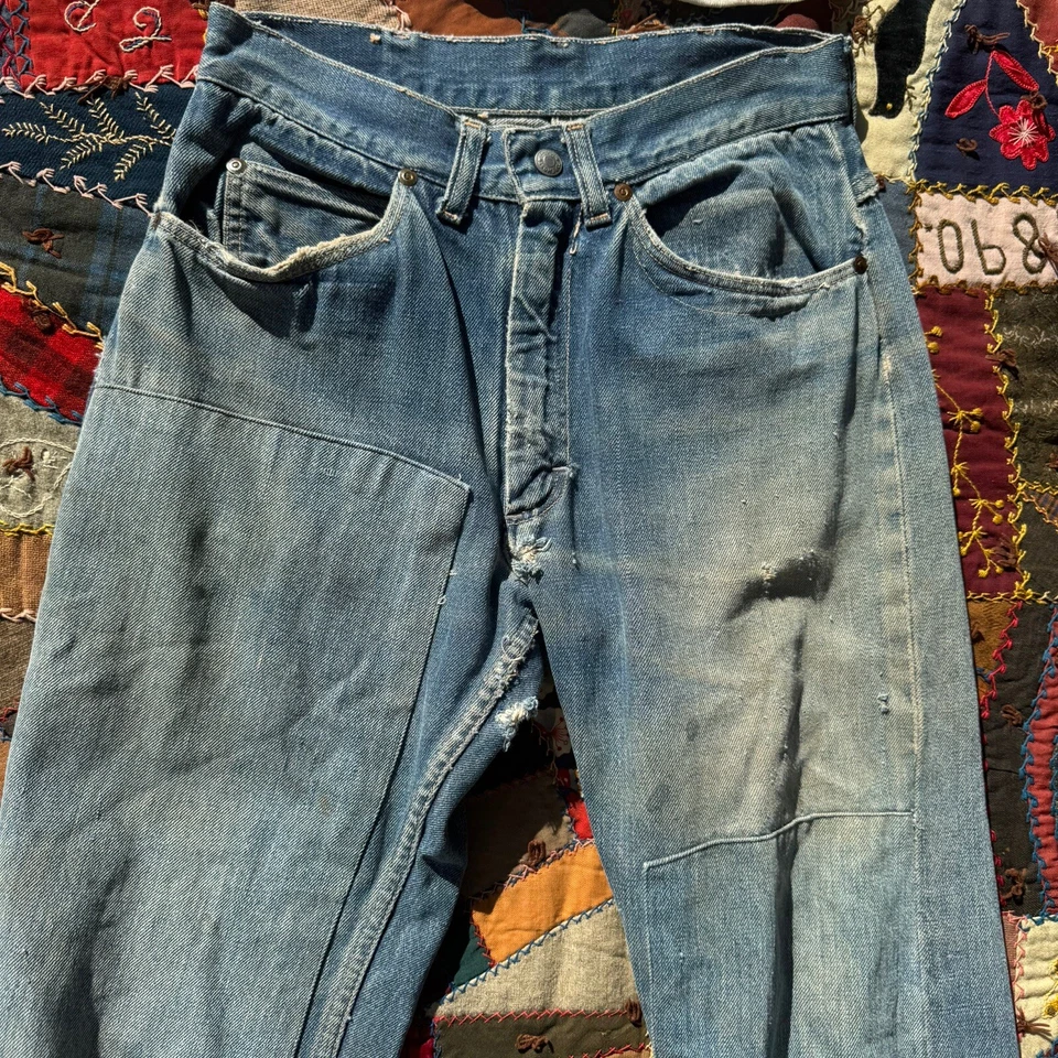 Pantalones de mezclilla JC Penney’s vintage años 50 1960 parcheados peto ropa deportiva Foto 2 de 4