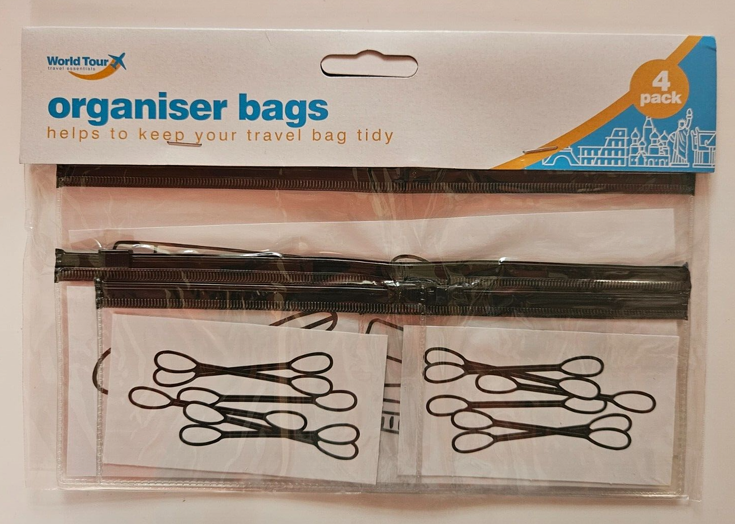 Clear Travel Organiser Bags Luggage packing tidy Pack of 4