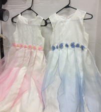 GIRLS BLUE PINK FLOWER GIRL SPRING EASTER SUNDAY SPECIAL OCCASION DRESS