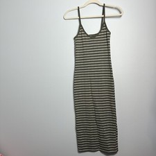 Wild Fable Womens Dress XS Olive Knit Bodycon Midi Stretch Tank Striped Ribbed