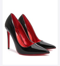 Heel Patent Leather Court Pumps Ladies Casual Pointy Toe Stiletto High~Plus Size
