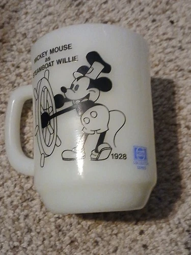 VTG Mickey Mouse Steamboat Willie Mug – Pepsi Collector Series – Milk Glass