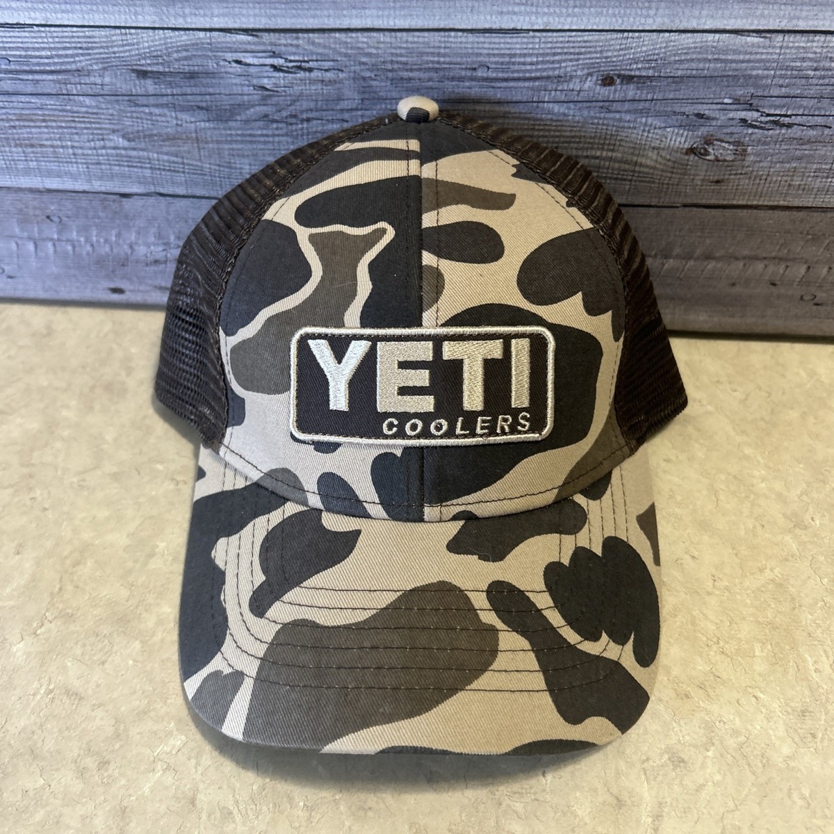 YETI Logo Patch Low Pro Trucker Hat – Beige/Cream with Pink Embroidered Patch Yeti Coolers Logo Ladies Low Profile Trucker Hat Cap Pink  main image 2