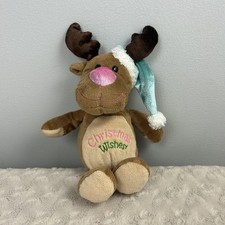 Walmart Christmas Wishes Reindeer Moose Plush Stuffed Animal Toy Blue Santa Hat