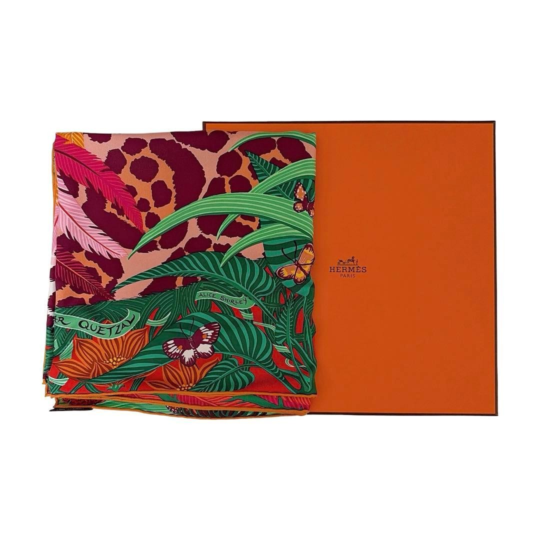Hermes Scarf Stole Jaguar Quetzal Alice Shirley Animal Silk Woman