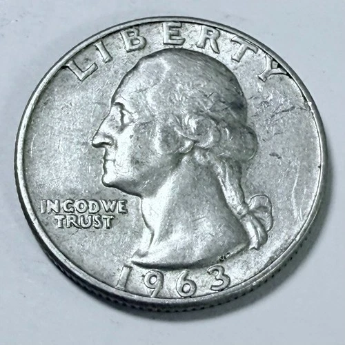 1963-D Washington Quarter 25c 90% Silver VERY FINE DETAILS #4675