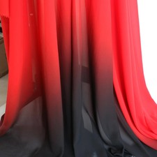 58'' Wide Red Black Ombre Chiffon Fabric Stage Dancing Wedding Gradient Chiffon