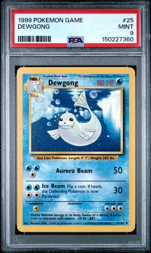 1999 POKEMON BASE SET UNLIMITED #25 DEWGONG PSA 9