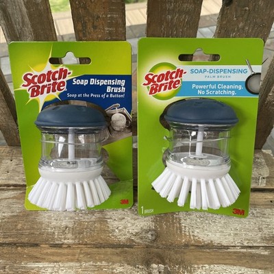 NEW Scotch Brite Soap Dispensing Palm Pump Brush NO Scratching - Lot Of 2