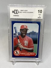 1986 Fleer Vince Coleman #31 Rookie BCCG 10 Mint Cardinals