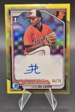 Luis De Leon Bowman Chrome 2024 Yellow Refractor /75 Auto
