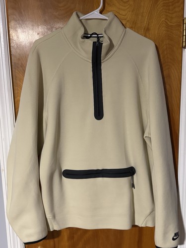 Nike Men's Tech Fleece 1/4 Zip Pullover Sweatshirt Beige XL