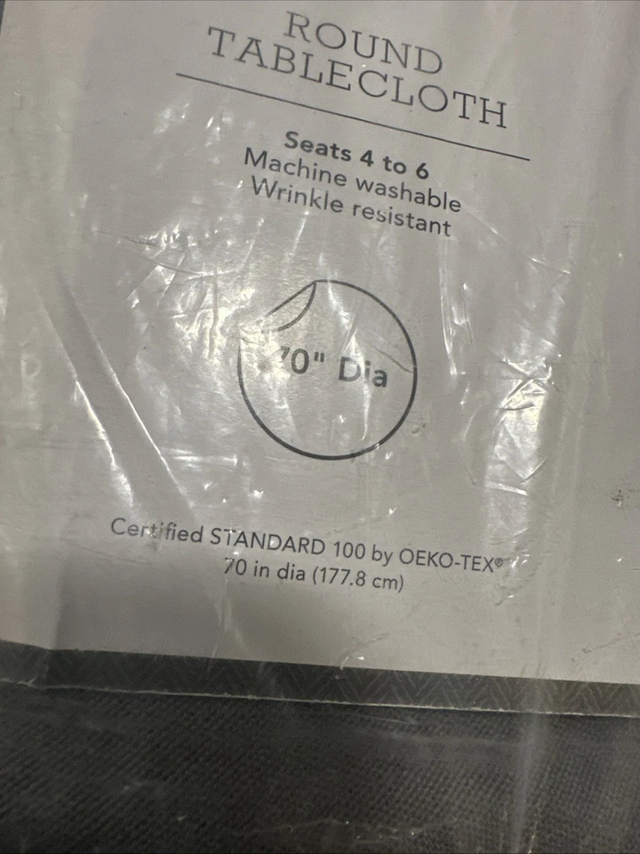 #A21 Threshold Round Tablecloth- Gray - Image 2 of 4