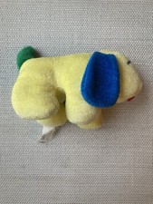 Eden Terrycloth Yellow Puppy Dog Rattle Blue Ears Green Tail Primary 6in Plush