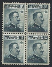 1906 KINGDOM - No. 80 15c. grey black MNH/** QUARTINA CENTERED