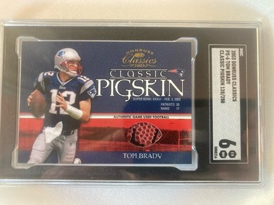 2003 Donruss Classics Pigskin Super Bowl XXXVI (36) Tom Brady SGA 6 128/250
