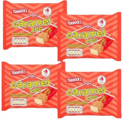 Tunnocks Milk Chocolate Caramel Logs Wafers - 16 Logs Wafers Bars (4 Packs)