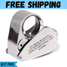 40X Jewelers Loupe Jewelry Loop Coin Magnifier Light Pocket LED Magnifying Glass