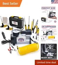 Road Trip Ready 150 PSI Portable Tire Inflator & Repair Kit for All Vehicles