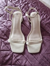 NEXT, sandali bianchi, tacco argento blocco misura 6,5 larghi comodi per sempre