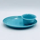 Fiesta Turquoise 9.5” Oval Platter & Bouillon Bowl Set Fiestaware USA 2pc Teal