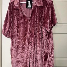 Boohoo burgundy velvet shirt dress