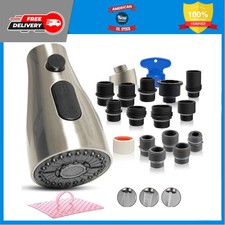 Kitchen Faucet Pull Down Sprayer Head Replacement 3 Function G1/2 with 15 Ada...