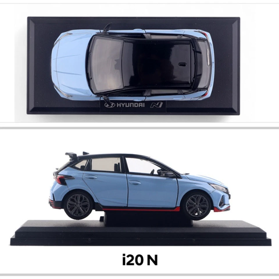 Hyundai i20 N 1:38 Diecast Model Car Blue Pull Back Toy w/ Base - Image 4 of 4
