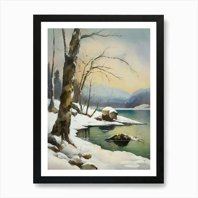 Alte Landschaften, alter Winter Öl gerahmtes Wandbild Poster Leinwanddruck Bild