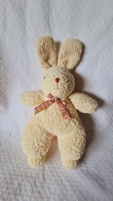 Doudou peluche lapin beige tissu éponge Ajena Tbé Ancien Modèle  - Photo 1/2