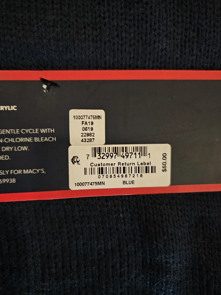 Conjunto de sombrero y bufanda Bulldog azul Club Room para hombre nuevo con etiquetas $50 Foto 3 de 3