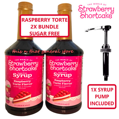 2x  Sugar Free RASPBERRY TORTE SYRUP by THE WORLD OF STRAWBERRY SHORTCAKE